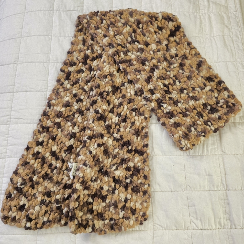 Sonoma Chunky Knit Scarf in Brown and Cream